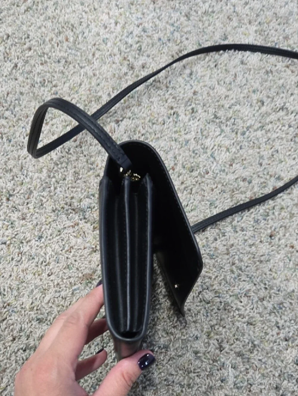 kate spade black leather flap crossbody bag